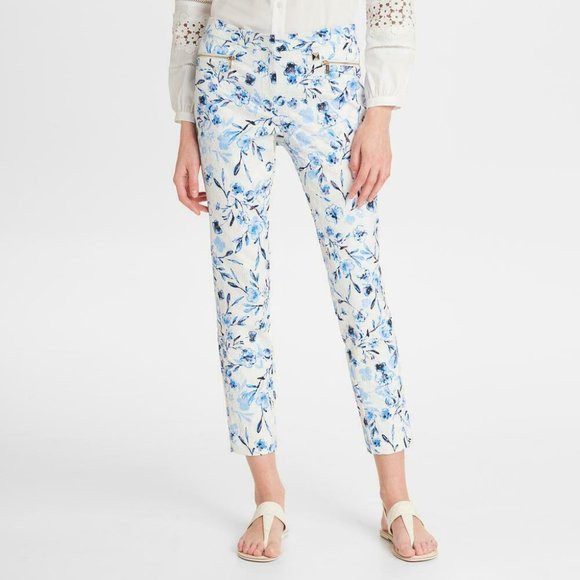 Karl Lagerfeld Pants - Karl Lagerfeld Paris Floral Skinny Pants Blue White Ankle Crop Trousers Sz 8 NWT
